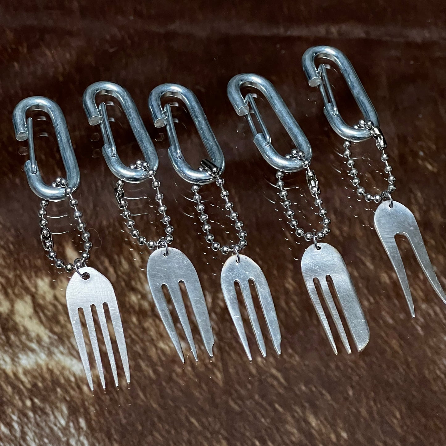 Fork bag charms on a ball chain